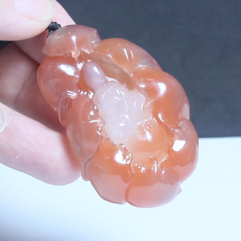 【花开见佛】非红玛瑙项链/原创设计雕刻挂件/莲花吊坠/佛玉饰 - 项链 - 玉石 红色