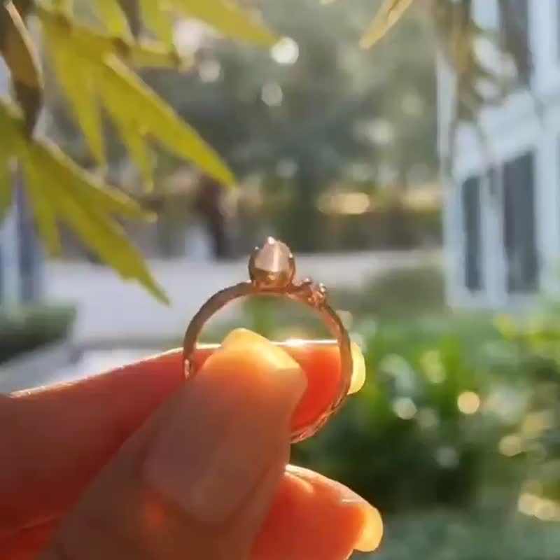 925 Sterling Silver - Twin Moon gemstones in Rose Gold plated - 戒指 - 纯银 粉红色