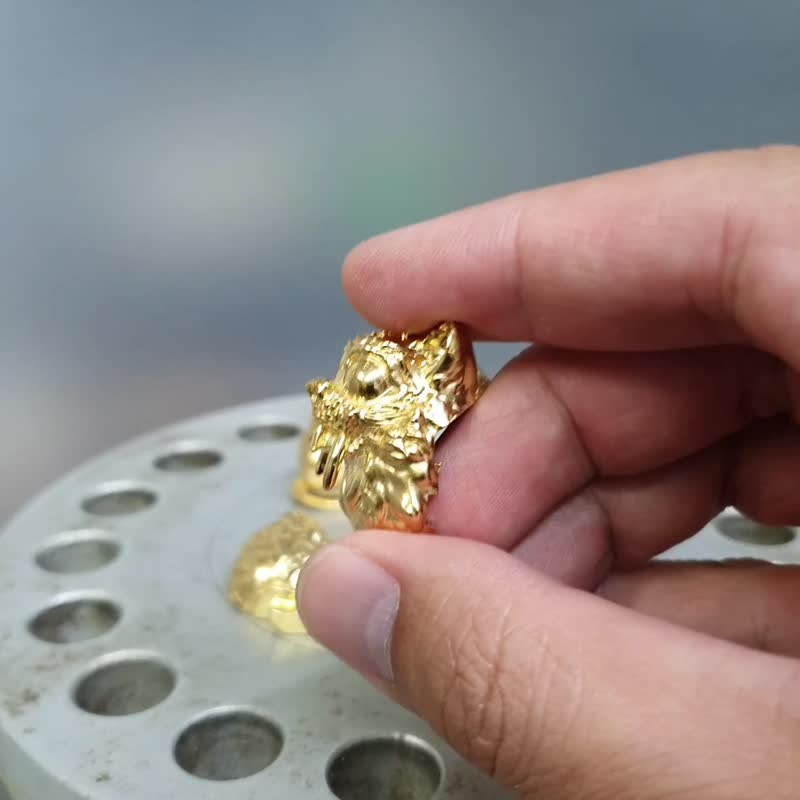 大猫虎爷 大眼观四方  黄金铜  办公室 店家 招财纳福 摆件 - 其他 - 铜/黄铜 金色