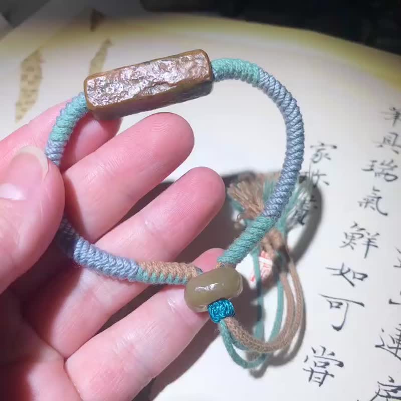和田玉碧玉复古风化纹手串 - 手链/手环 - 宝石 