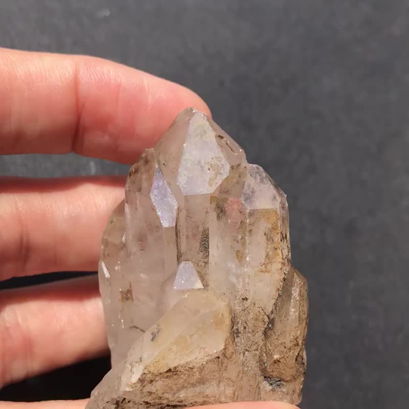 西藏 喜马拉雅 稀有彩虹皮 浮生白水晶簇 小城堡 - 摆饰 - 水晶 透明