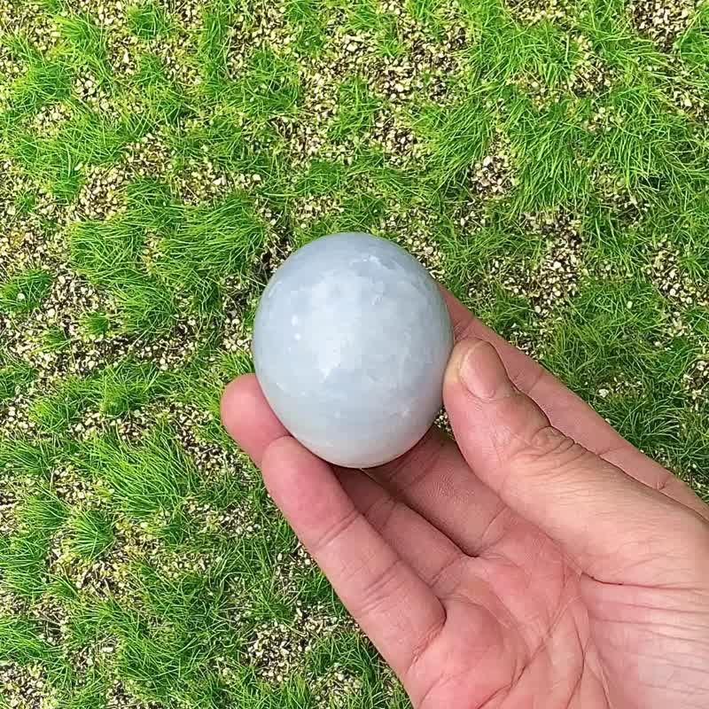 天然天青石椭形蓝水晶摆件-办公室 居家 疗愈摆件 - 其他 - 水晶 蓝色