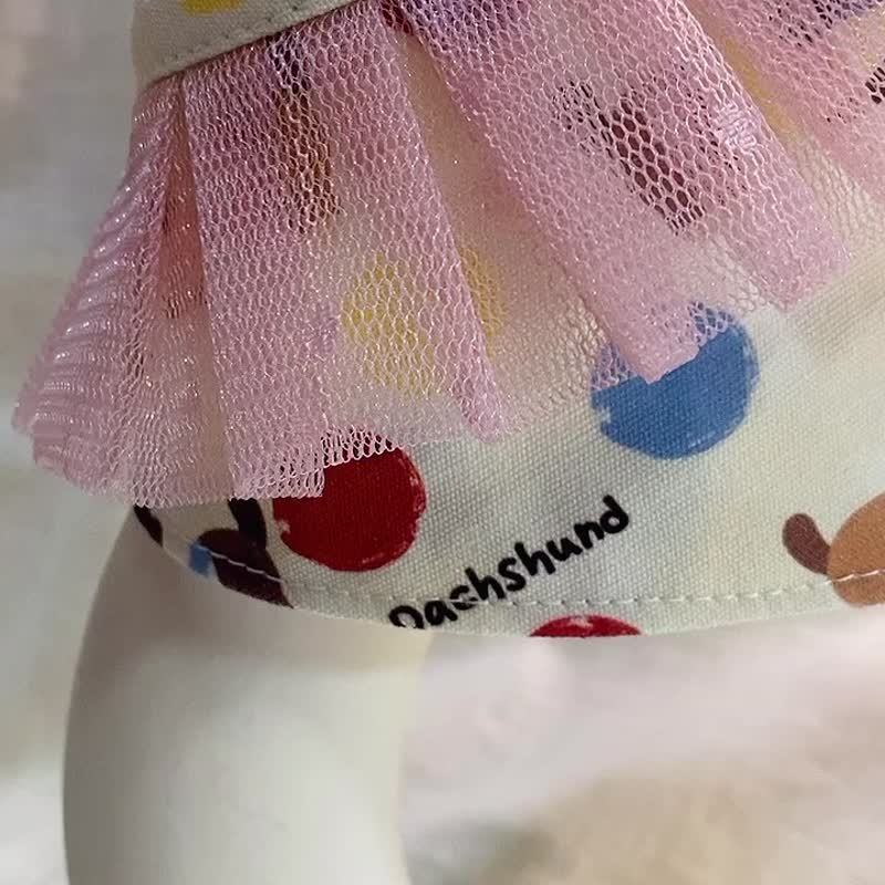 发裁手作。Facai Handmade 宠物领巾 毛孩玛格领_腊肠狗勾蓬蓬裙 - 衣/帽 - 棉．麻 粉红色
