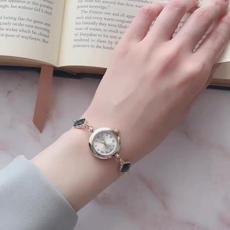 Willow / blue glass bracelet watch LI077 - 女表 - 其他金属 蓝色
