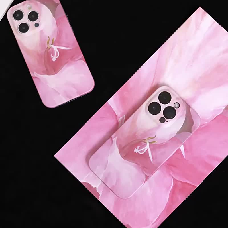 yokoego联名 深夜浪漫 百合 iPhone全包手机壳 - 手机壳/手机套 - 硅胶 粉红色