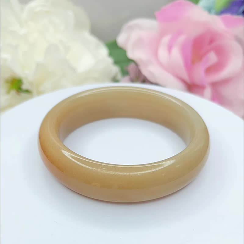 NO.144温润气质 藕糖 糖镯 内径 56MM 圈口 佘太翠玉镯 平安镯 - 手链/手环 - 玉石 橘色