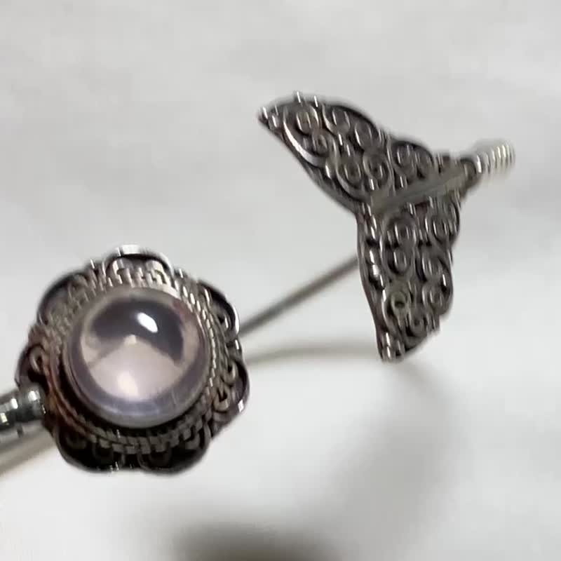 粉水晶 手环 尼泊尔 手工制 925纯银 - 手链/手环 - 半宝石 粉红色