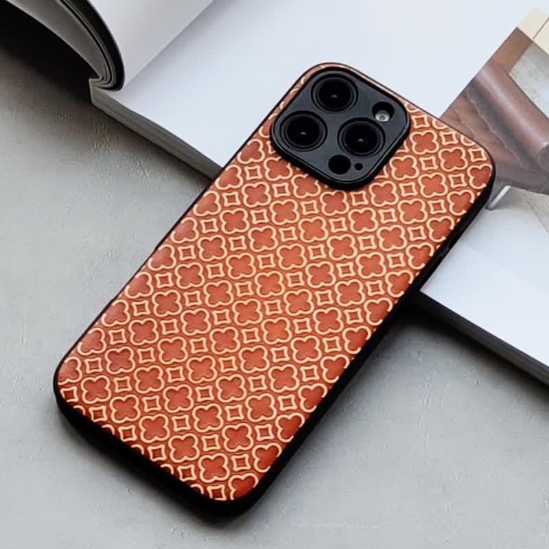 柿柿如意|头层牛皮iphone16pro手机壳15plus保护皮套14苹果13防摔 - 手机壳/手机套 - 真皮 多色