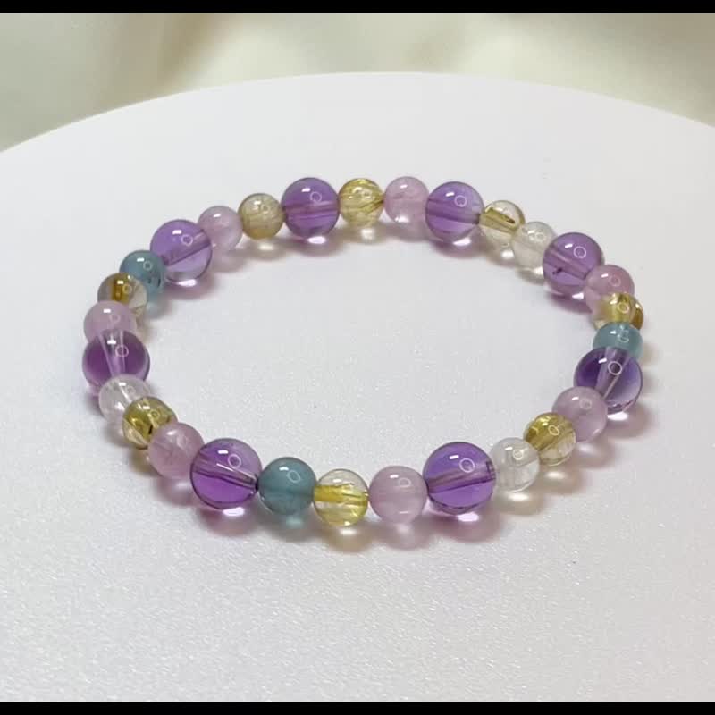 【财富&丰收】 钛晶  紫水晶 多宝招财水晶手链 - 手链/手环 - 宝石 紫色