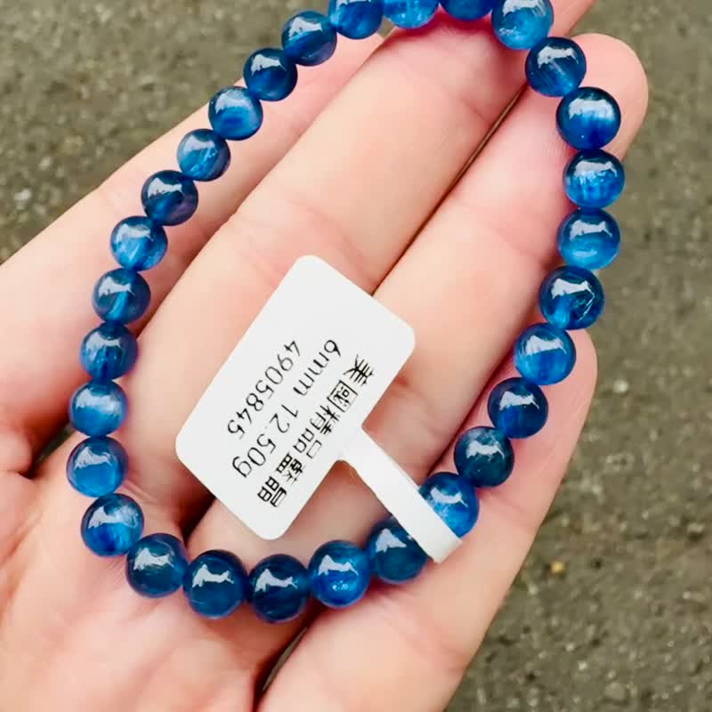 已结缘美国蓝晶石6mm12.50g水晶转运水晶美人鱼晶石提升洞悉 - 手链/手环 - 水晶 蓝色