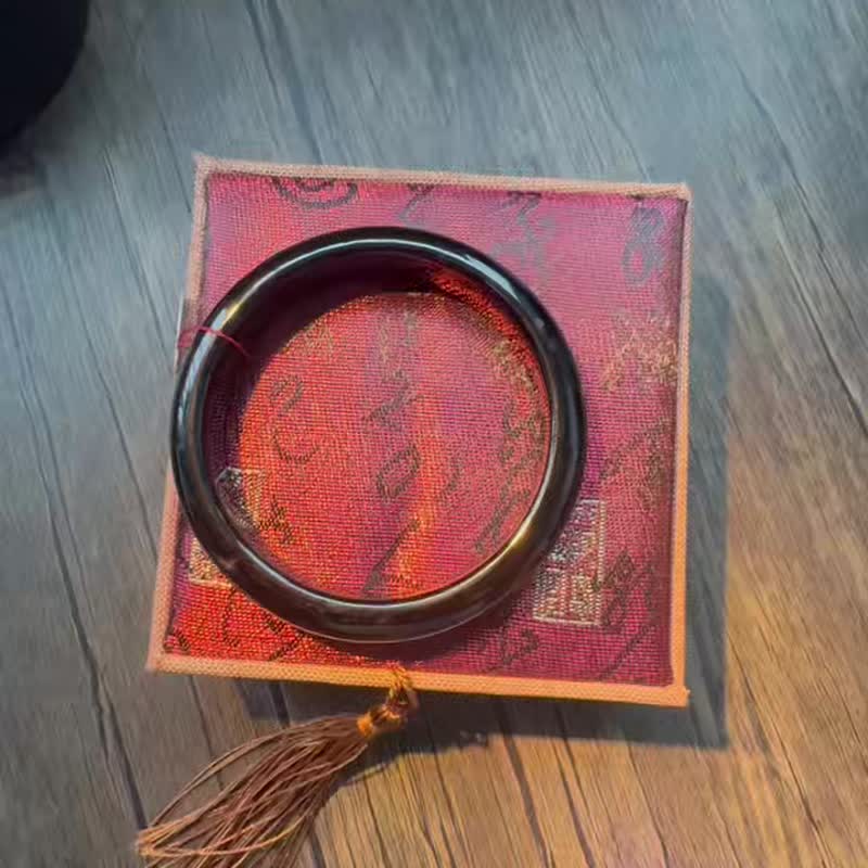 巴西黑玛瑙手镯天然石手环礼盒装 - 手链/手环 - 半宝石 黑色
