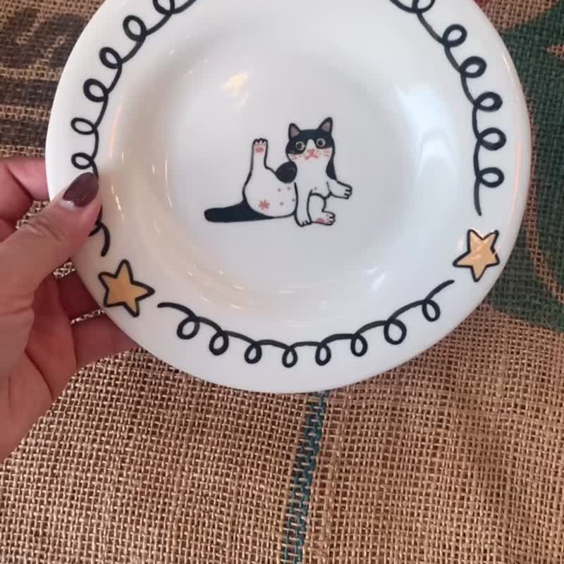 奔驰猫舔舔瓷盘 - 盘子/餐盘/盘架 - 瓷 