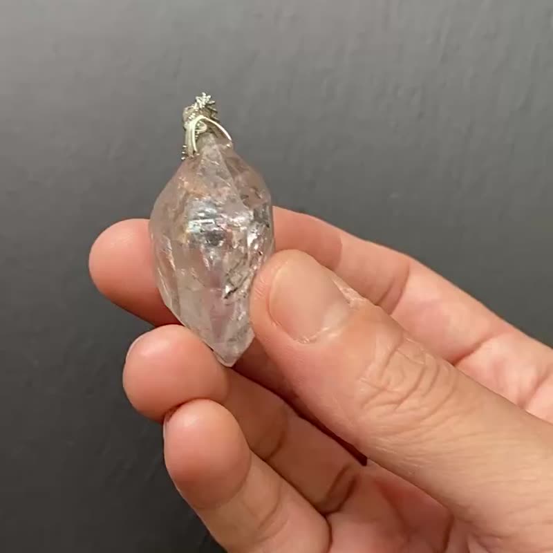 能量原石-天然双尖彩虹光闪灵钻高频率原石925钛钢满天星项链 - 长链 - 水晶 多色