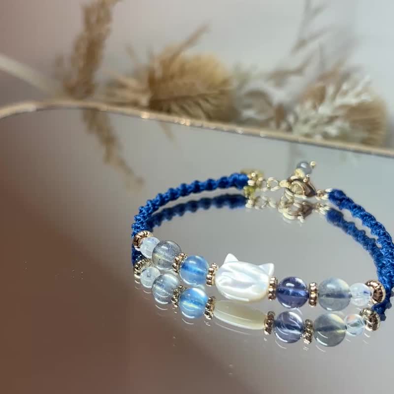 海蓝宝*拉长石*堇青石_猫咪直觉导航员 - 手链/手环 - 水晶 蓝色