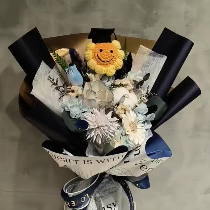 毕业花束 - 闪耀款 干燥花 永生花 棉花 向日葵 太阳花 索拉花 - 干燥花/捧花 - 植物．花 多色