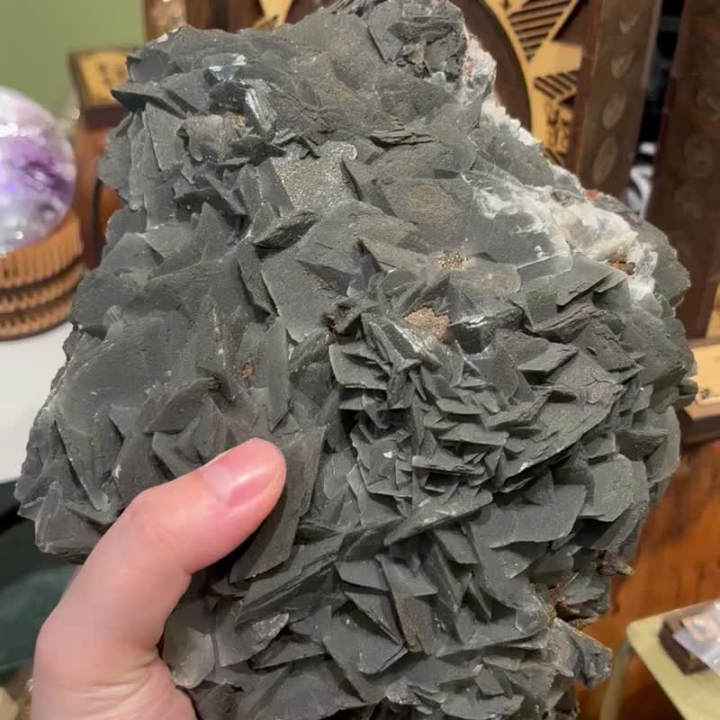 新春开运 极罕 黑色方解石 黄铜矿 开运 招财水晶 晶石摆设 原矿 - 摆饰 - 水晶 黑色