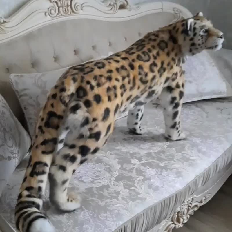 Amur leopard realistic plush animals. Ooak toy. Leopard stuffed toy - 玩偶/公仔 - 其他材质 卡其色