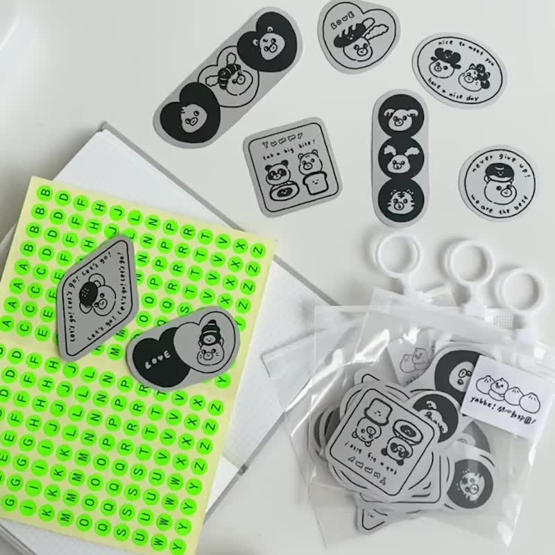 开心动物园-相亲相爱银色贴纸包/手帐贴纸 - 贴纸 - 纸 银色