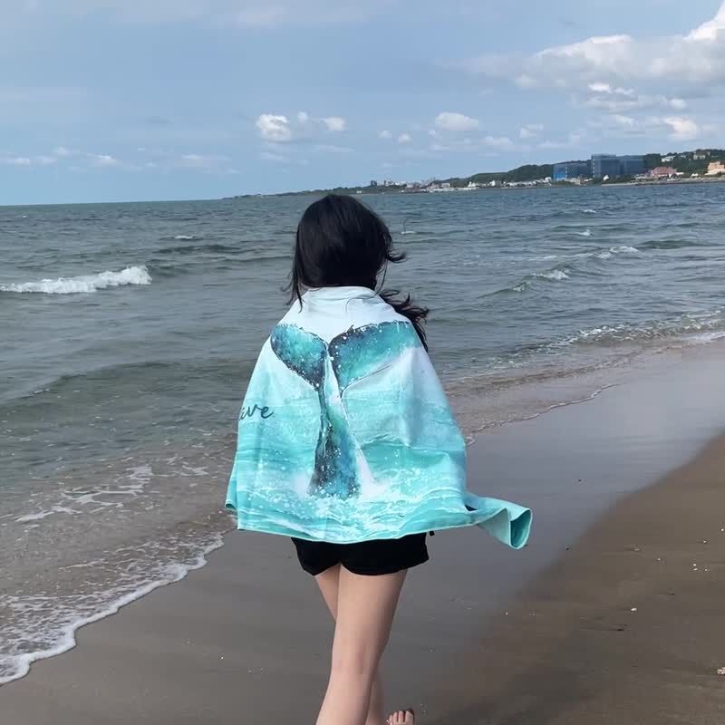 万用快干巾/浴巾/海滩巾/毛巾-海洋系列。幸运鲸鱼尾 (毕业礼物 - 运动配件 - 聚酯纤维 多色