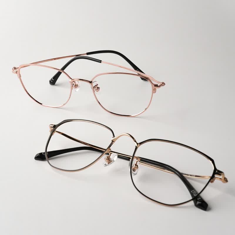 气质 up 金属多边形框眼镜 × FROMEYES 滤蓝光 阻隔 UV - 眼镜/眼镜框 - 其他金属 金色