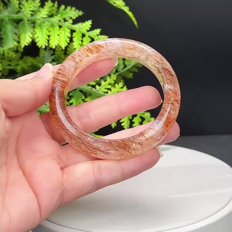 高品质 黑金超七水晶手镯 56MM 冰透星光闪片石英手环 信心贵人运 - 手链/手环 - 水晶 