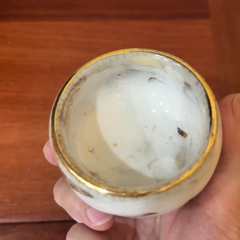 白志野垂釉鎏金杯-余华宇老师手作-容量约80cc - 茶具/茶杯 - 陶 