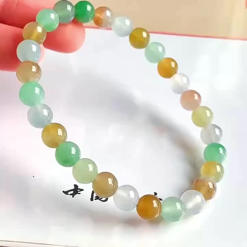 天然翡翠 缅甸 A玉 玉珠 玉链 手链 • 冰种马卡龙翡翠手串 - 手链/手环 - 玉石 多色