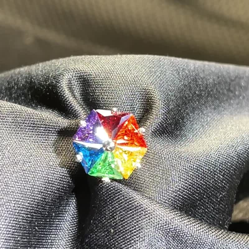 彩虹雪花锆石胸针 LGBTQ+ - 胸针 - 宝石 多色