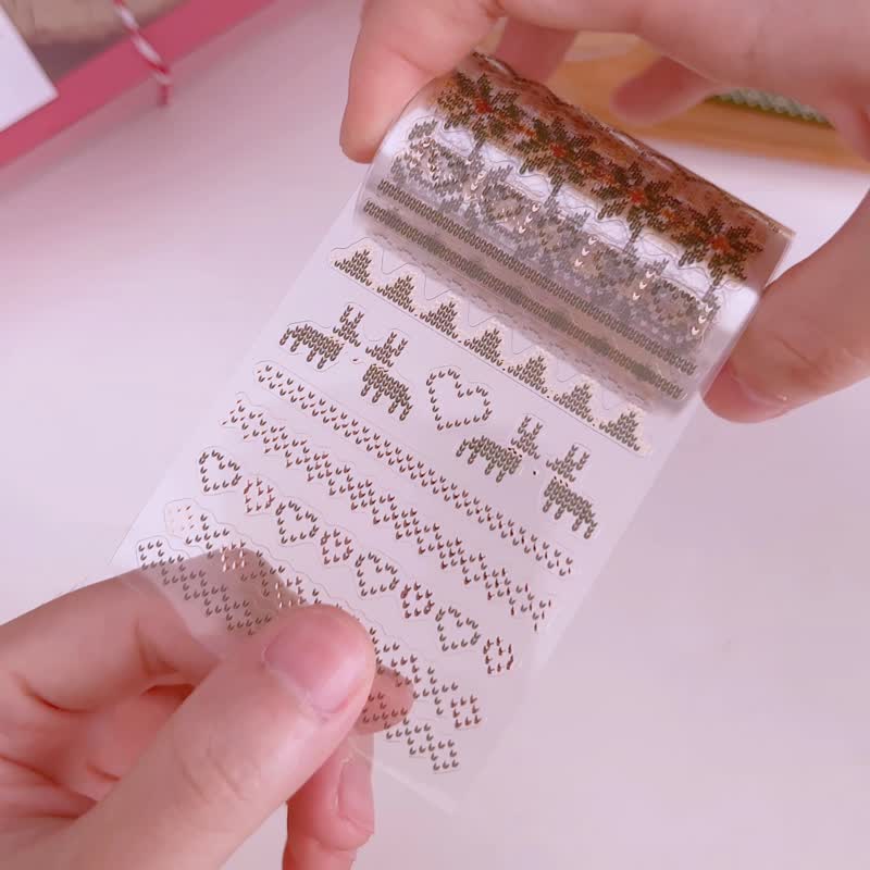 Knitting 针织 立体玫瑰金胶带贴纸卷 - 纸胶带 - 塑料 