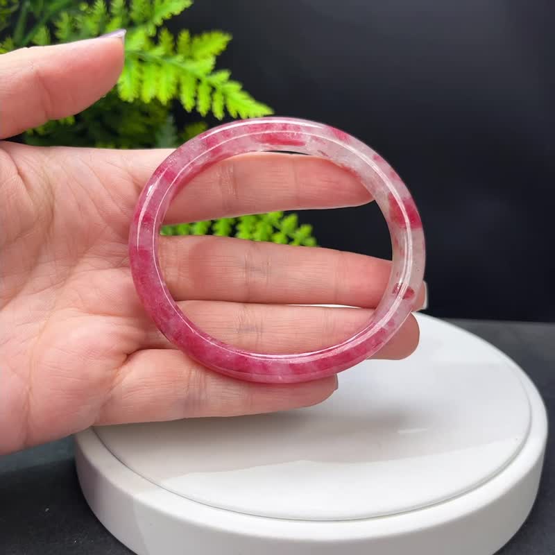 樱花雨蔷薇辉贵妃镯 62MM 冰透玉化星光玫瑰桃花玉手环 娇嫩唯美 - 手链/手环 - 半宝石 