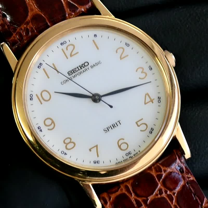 包邮 精工 SPRIT 现代基本款大秒针 Ref.5S21- 6000 石英 男女通用 - 男表/中性表 - 不锈钢 金色