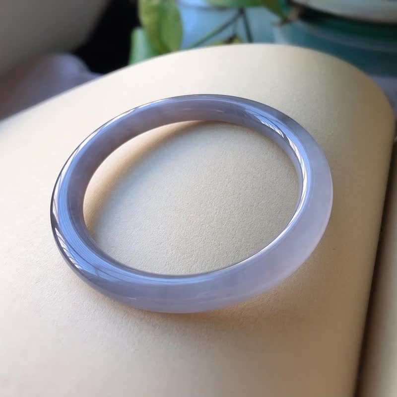 天然和田玉紫罗兰手镯 圈口54.5mm 质地温润 冰紫料 - 手链/手环 - 玉石 