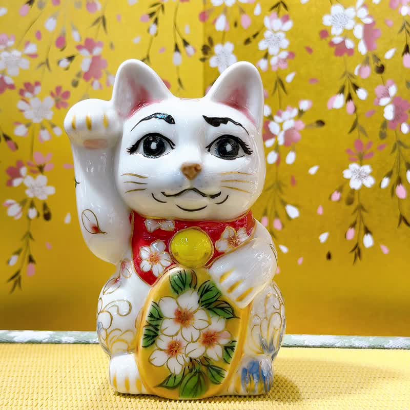 【鲤跃成祥】日本清水烧招财猫 | 鲤 - 摆饰 - 瓷 白色