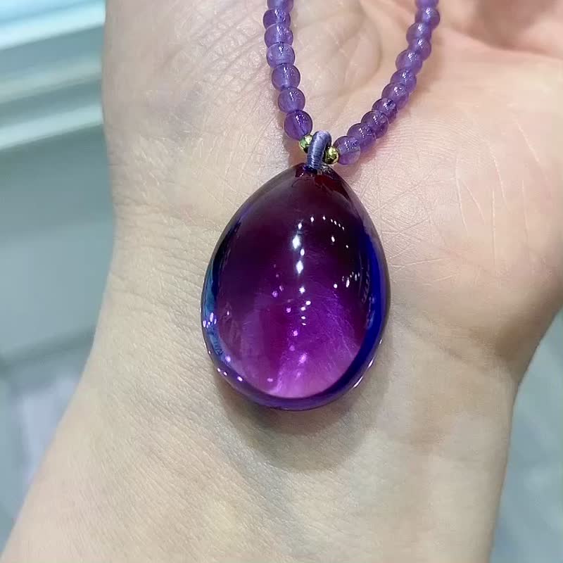 巴西天然紫水晶水滴吊坠颜色非常漂招财转运财源滚滚紫项链 - 手链/手环 - 水晶 