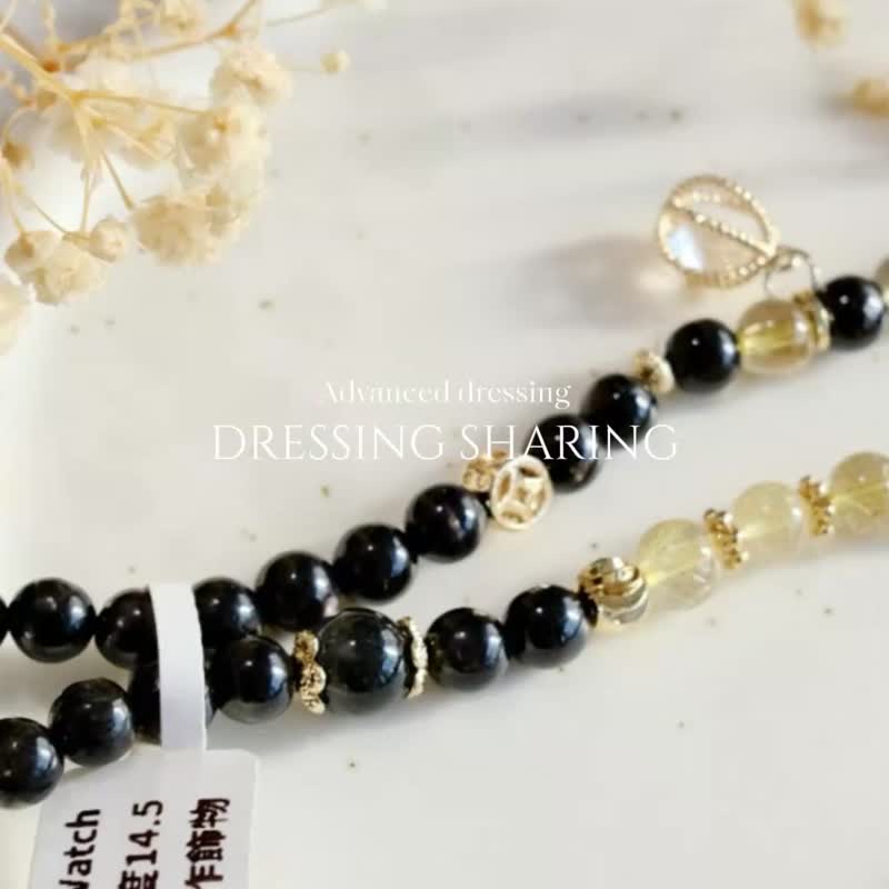 Amelia Jewelry丨极度招财丨十字金光埃及金运石手串丨金运石手链 - 手链/手环 - 水晶 黑色