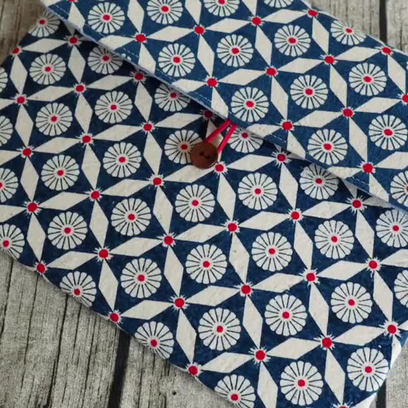 英国制作 粗棉麻怀旧印花 switch 平板电脑保护套 电脑包收 - 电脑包 - 棉．麻 蓝色