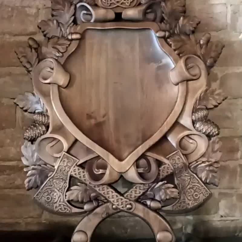 Plaque carved board for trophies, Antler Plaques, hunters gifts, Wooden Carved - 墙贴/壁贴 - 木头 咖啡色