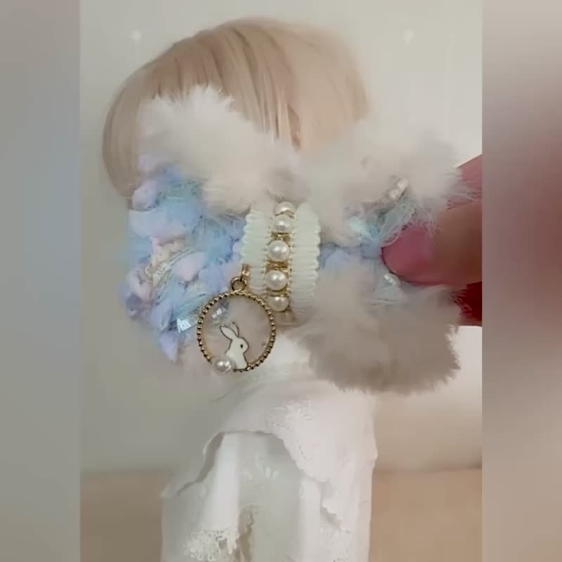 手工编织/滚边蝴蝶结包头抓夹香蕉夹 相交夹 鲨鱼夹 马尾夹 发圈 - 发饰 - 其他材质 蓝色