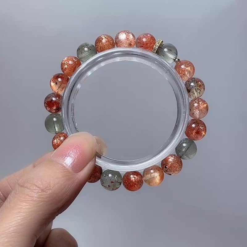 天然矿石 阿鲁沙金太阳 8.5 mm 手链 - 手链/手环 - 宝石 橘色