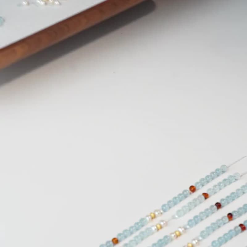 原创【觉夏】海蓝宝琥珀手链小众手串生日礼物 - 手链/手环 - 玉石 蓝色