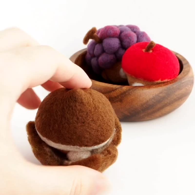 Mayu Shiba Inu turned into Chestnut(Red, Black, White Shiba)needle felt - 玩偶/公仔 - 羊毛 咖啡色