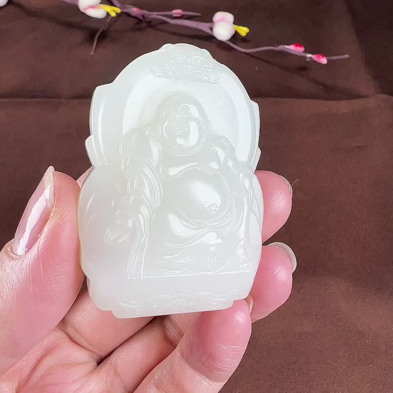 秒杀价 天然新疆和田玉羊脂玉弥勒佛吊坠 玉质细腻 - 吊饰 - 玉石 