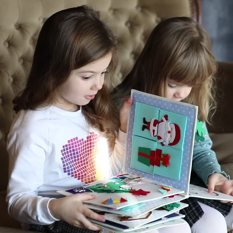 Quiet book and Montessori toys for baby, educational book for fine motor skills - 玩具/玩偶 - 棉．麻 多色