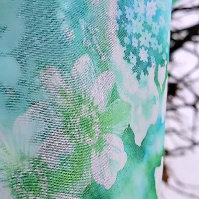 可补货【树之花】水彩雪纺围巾/丝巾/披肩 艺术 翡翠绿 薄荷绿 - 围巾/披肩 - 聚酯纤维 绿色