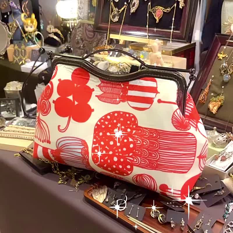 MBC 人手制 Marimekko 27cm 框 口金包 - 侧背包/斜挎包 - 棉 黄色