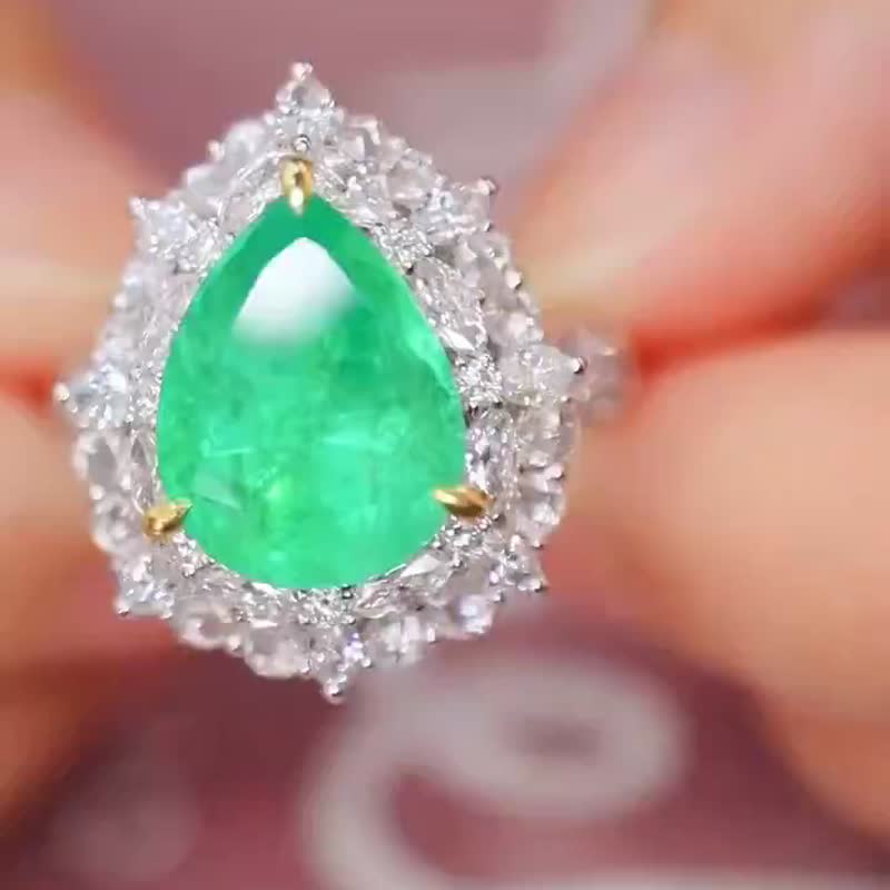 哥伦比亚祖母绿戒指3.94克拉 - 戒指 - 宝石 