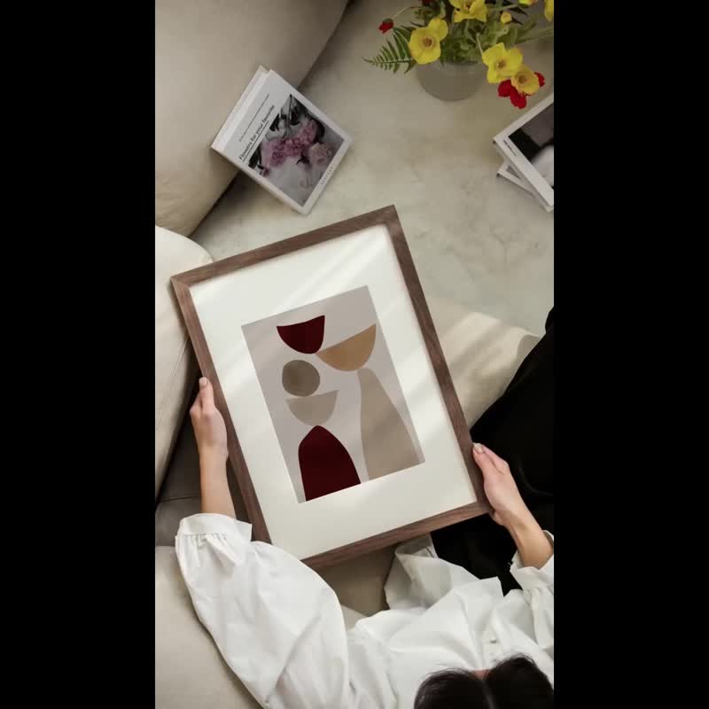 北美红橡实木画框 (包含内衬卡纸) - 木质高级感摆台/实木相框画 - 画框/相框 - 木头 卡其色