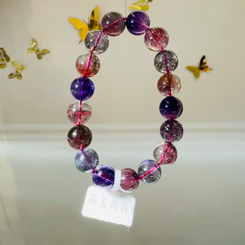 已预订精品闪片超七水晶顺发满矿12mm42.10g紫超七彼岸花红超七 - 手链/手环 - 水晶 多色