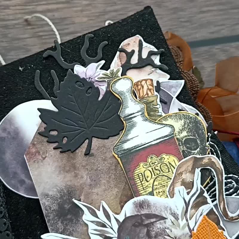 哥特式垃圾日记手工制作女巫月亮魔法书万圣节笔记本 - 笔记本/手帐 - 纸 黑色