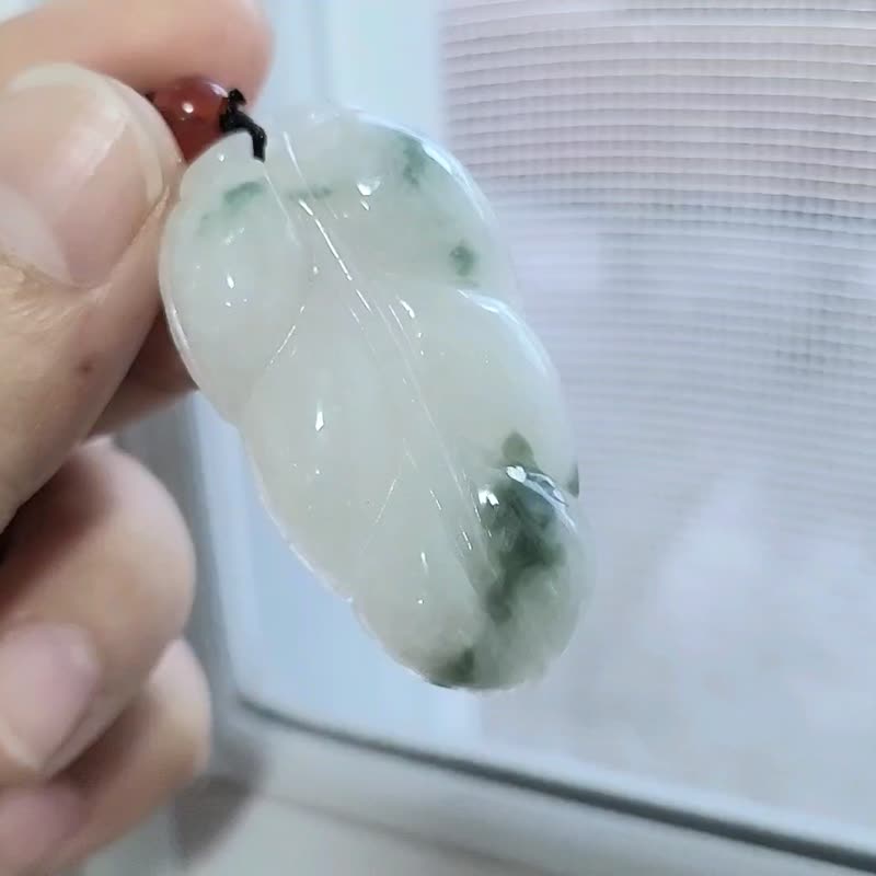【亲翠】天然翡翠 冰牛奶底飘蓝绿花开枝散叶事业有成 | 冰美叶子 - 项链 - 玉石 绿色
